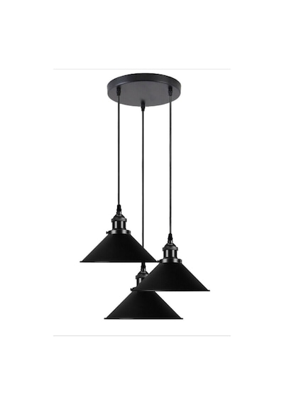 Riolight Vintage11,retro,rustik, Siyah 3xe27 Duylu Metal Sarkıt A Siyah