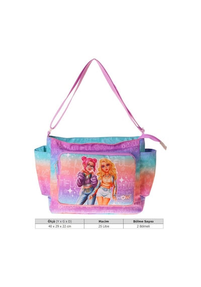 Wow Generation Kız Çocuk Star Desenli Pembe - Mor Renkli Omuz Çantası - W6034 Çok Renkli