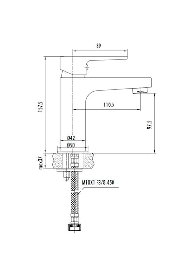Creavit Sharp Mat Siyah  Lavabo Bataryası Sr1500s