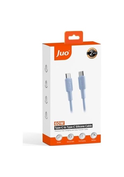 60w Usb Type-c To Type-c Silikon Hızlı Şarj Ve Data Kablosu Mavi 1 Metre