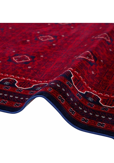 Tr Elvey Home Afgan Vintage Kaymaz Taban Gerçek Kadife Bambu Sık Dokuma Otantik Dekoratif Zamansız Tasarım Halı Red Diğer