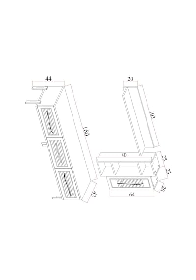 Tocco-platin Modern Kitaplıklı Tv Ünitesi