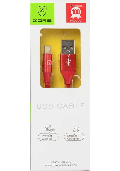 Ardemix Kırmızı Metal Uçlu Lightning Usb Kablo