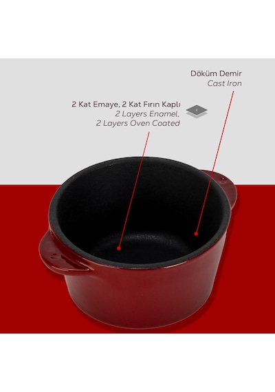Lava Döküm Yuvarlak Sufle / Sos Kabı. Çap Ø 8cm. Bordo