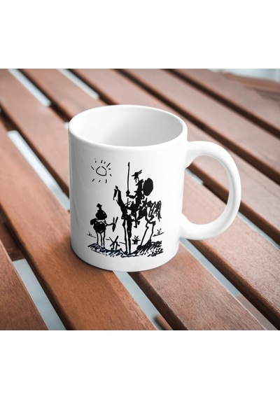 Don Kişot Kupa Bardak Coffee Mug Beyaz Kulplu Seramik Kupa Beyaz - Çok Renkli