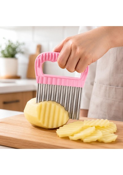 Tr Dalgalı Sebze Dilimleyici Ve Patates Kesici Paslanmaz Çelik Bıçaklı, Ergonomik Saplı Tırtıklı Doğrayıc Genel