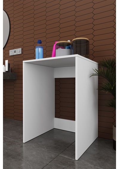Lüks Çamaşır Makinesi Dolabı %100 Mdf Çamaşır Kurutma Banyo Dolabı Bd07 Beyaz