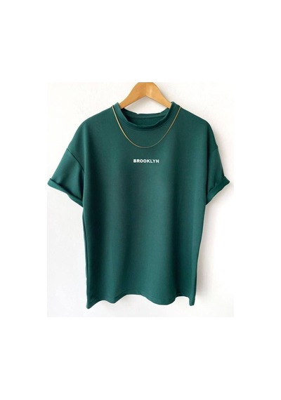 Flood Of Style Erkek Nefti Yeşili Brooklyn Baskılı Oversize Yeşil