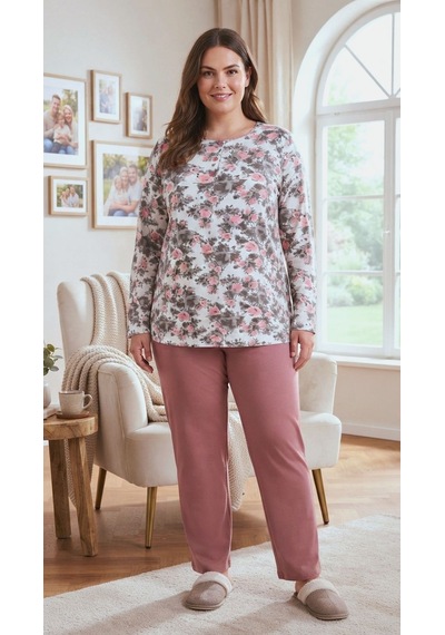 Miss Melina Pamuklu Kadın Pijama Takımı - 9043588897939 Gül kurusu