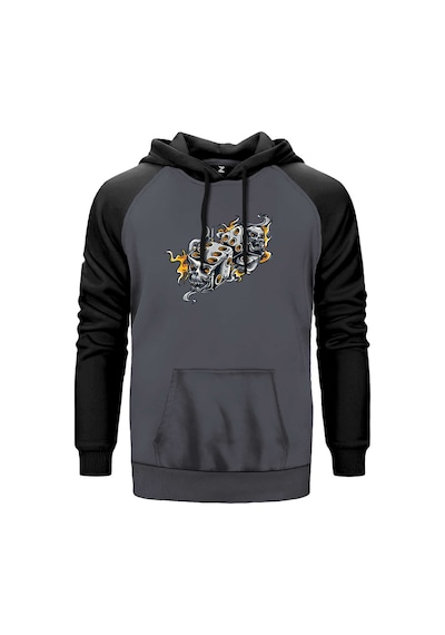 Two Gray Dices Cartoon Gri Renk Reglan Kol Sweatshirt Gri