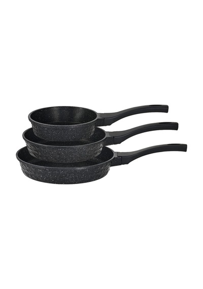 Neptün 3 Parça Döküm Tava Set Mini Siyah 18/22/26 Cm Yapışmaz