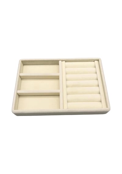 Yerli Üretim Süet Kumaş Krem Renk 22 Cm / 14 Cm Çekmece İçi Takı Standı Çok Renkli