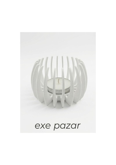 Exe Pazar Litus Tealight Mumluk 8x5 Cm Modern Ev Dekorasyon Hediyelik Ve Konsept Beyaz