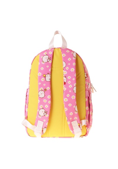 Kaukko Kids Dört Bölmeli Kız Çocuk Molang Baskılı Pembe - Sarı Okul Sırt Çantası - L5318 Çok Renkli