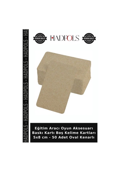 Eğitim Aracı Oyun Aksesuarı Baskı Kartı Boş Kelime Kartları 5x8 Cm - 50 Adet Oval Kenarlı