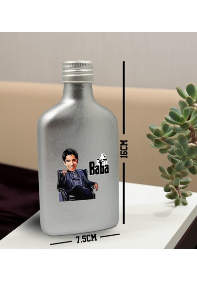Bk Gift Kişiye Özel The Baba Karikatürlü Gümüş Tasarım Cam Şişe Kolonya 200 ML 2