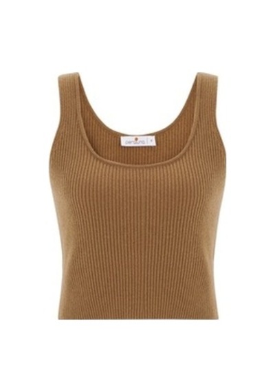 Peraluna Krop Fit Kadın Triko Atlet Camel Camel