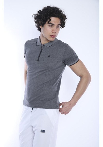 Escetic Erkek Spor G3 Melanj Polo Yaka Slim Fit T-Shirt-3346