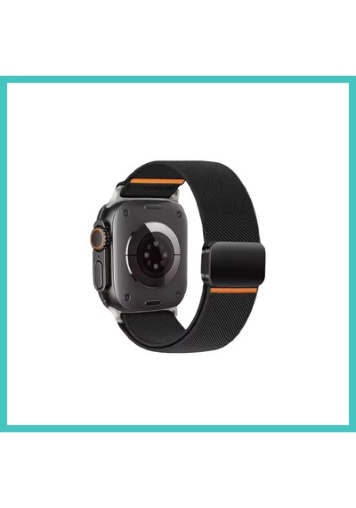 Ny Joy Watch Ultra 49mm Nylon Manyetik Kordon - Siyah Nyjoybz
