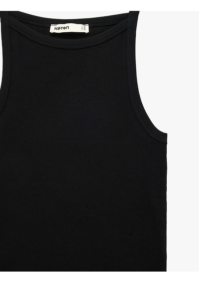 Koton Kaşkorse Kolsuz Pamuklu Slim Fit Askılı Kare Yaka Üst Siyah 6sak10388ek