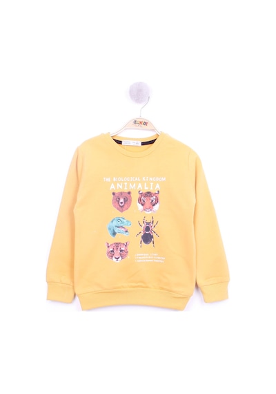 Toontoy Kids Toontoy Erkek Çocuk Hayvan Baskılı Sweatshirt Hardal