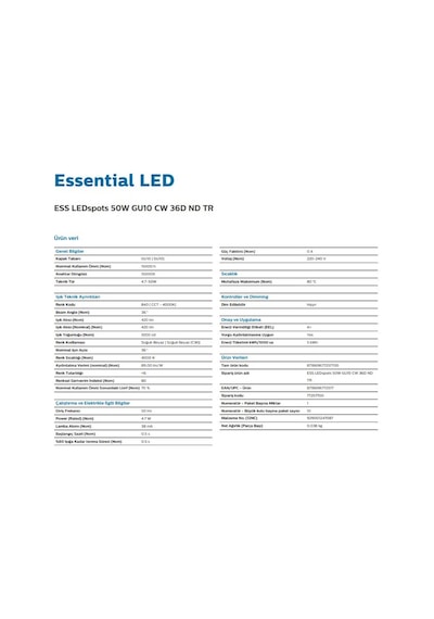 Philips 4.7W 2700K Led Çanak Spot Gu 10 Duy Par 16 10 Adet-4.7W 4000K
