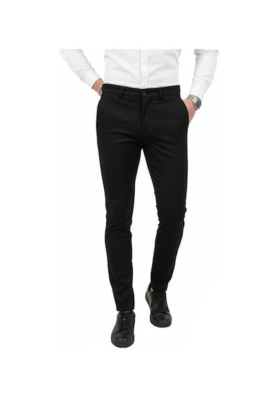 Deepsea Erkek Siyah Modern Fit Likralı Kumaş Pantolon Günlük & Ofis Kullanımı 2602020 Siyah