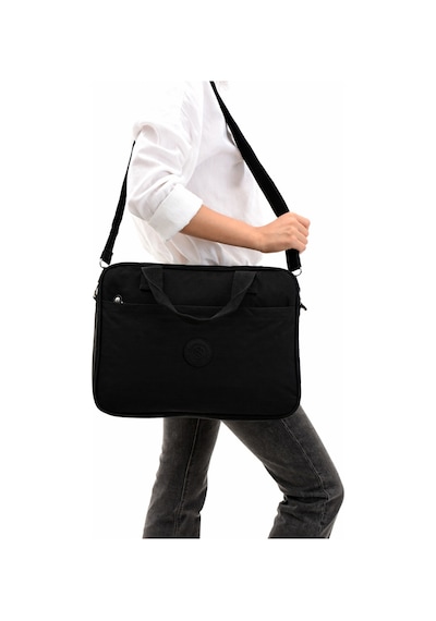 Sanmorris Unisex Krinkıl Siyah Renkli Suya Dayanıklı Laptop Bölmeli Çapraz-el Askılı Evrak Ve Laptop Çantası Siyah