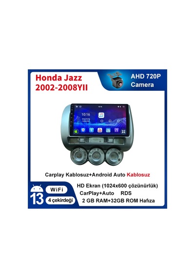 Honda Jazz 2002-2008yıl Carplay 9inç 2/32gb Multimedya