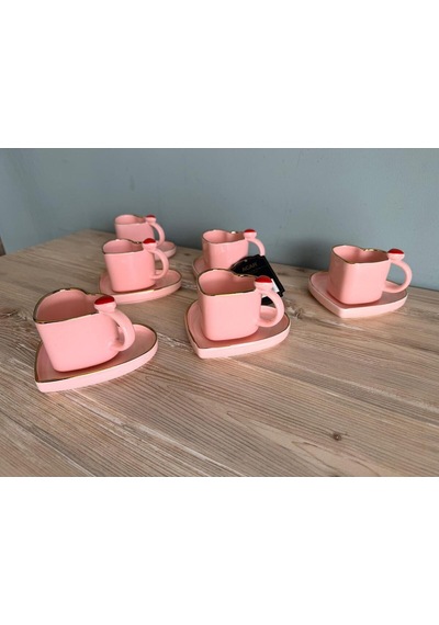 Acar Rosamel 6lı Kahve Fincan Takımı Pembe