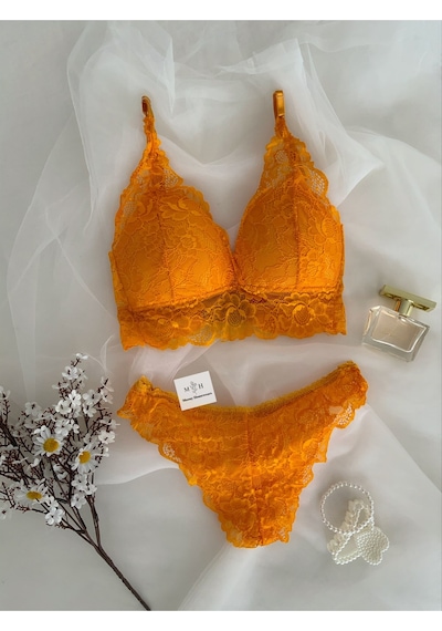 Mh Moony Homewears Premium Turuncu Bralet Takımı Turuncu