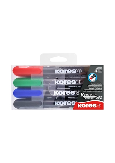 Kores Kalıcı Marker Set 3 5 Mm Konik Baş Kısım, Siyah/mavi/kırmızı/yeşil