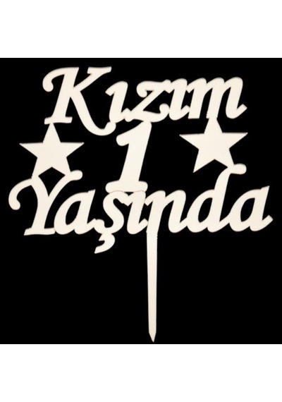 Delux Serisi Özel Gün Kutlama Yaş Günü Kızım 1 Yaşında Yıldızlı Gold Pasta Pleksi Altın