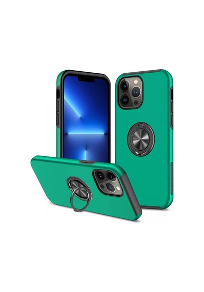 Newface Apple İphone 13 Pro Kılıf Elit Yüzüklü Kapak - Yeşil