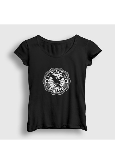 Presmono Kadın Seal Black Sabbath T-shirt Siyah