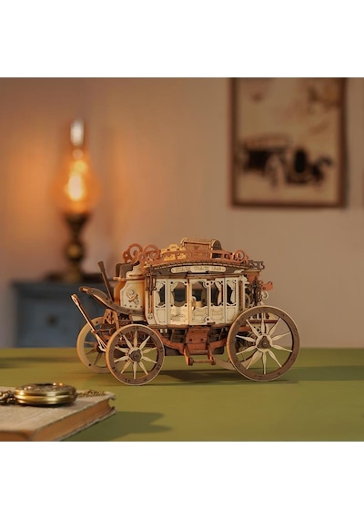 Rokr Amka1 Müzik Kutusu Stage Coach Music Box Dıy Mechanical 3d Wooden Puzzle Maket Model Seti 3d Model Kit Detaylı Dekoratif Hobi Seti Ahşap Maket Hareketli