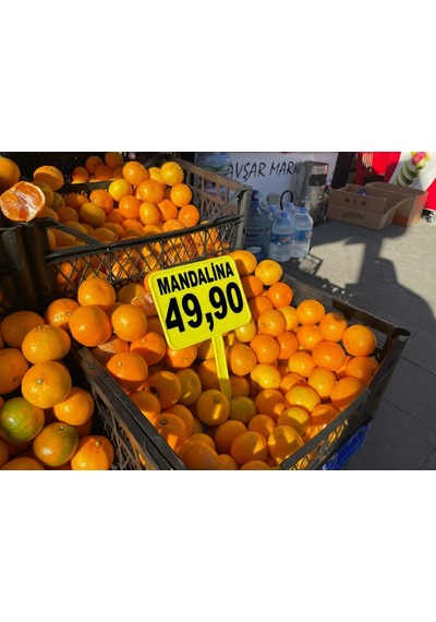 Açılı Saplamalı Plastik Pazarcı Etiketi Büyük Boy Fosforlu Sarı 10 Ad.
