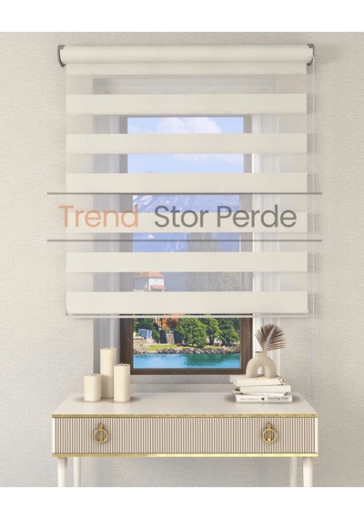 Beyaz Etek Dilimsiz Zebra Stor Güneşlik Perde Beyaz