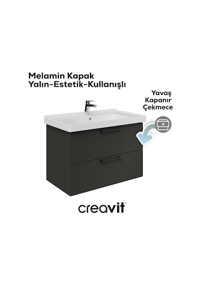 Creavit D20 80 Cm İki Çekmeceli Lav. Dlb. Antrasit Melamin Creavit D20 80 Cm İki Çekmeceli Lav. Dlb. Antrasit Melamin