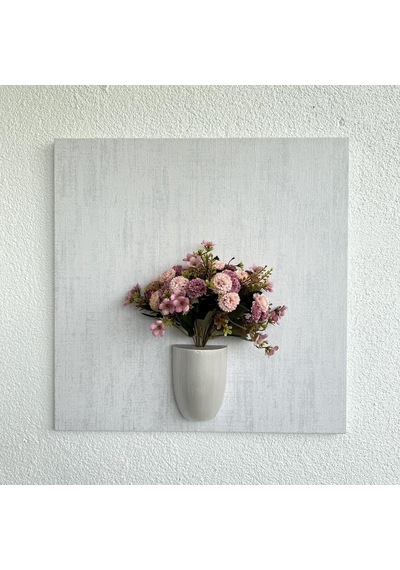 Kabartma Dokulu, Pembe Karanfil Çiçekli 3d Tablo
