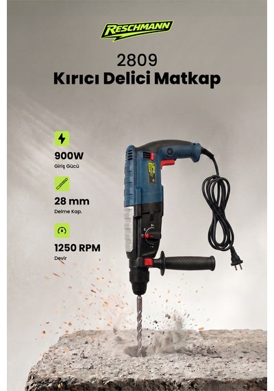 Reschmann R-2809 028-RE0031 Sds Plus 900W 28MM Profesyonel Kırıcı Delici Matkap