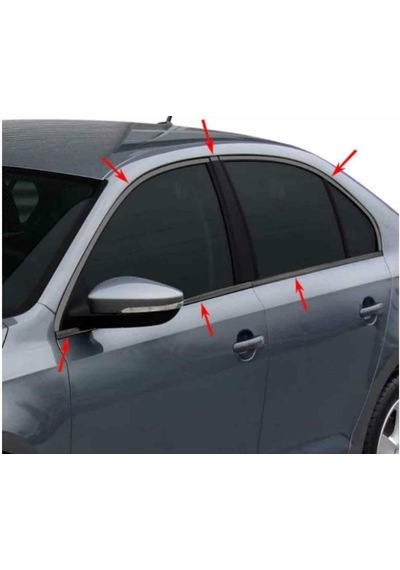 Vw Jetta Cam Çerçeve Çıtası Parlak Siyah Komple 2011-2020 Arası