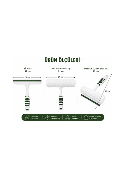Tr Pratik Kolay Mikrofiber Peluşlu Camsil 2'si 1 Arada Mikrofiber Peluşlu Cam Sileceği İz Bırakmayan Elastrom S Genel