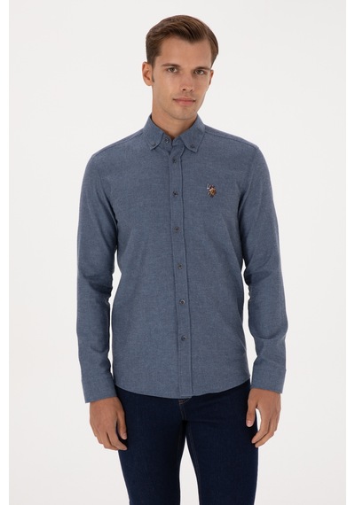 U.S. Polo Assn. Erkek İndigo Uzun Kollu Basic Gömlek 50307686-VR028 U.S. Polo Assn. Erkek İndigo Uzun Kollu Basic Gömlek 50307686-VR028