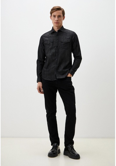Siyah Erkek Denim Gömlek Slim Fit Ncs Jeans 7081 Siyah - Gri