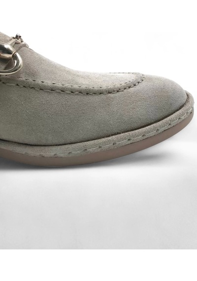 Scarpe Bej Hakiki Deri Kadın Süet Babet Ayakkabı Bej