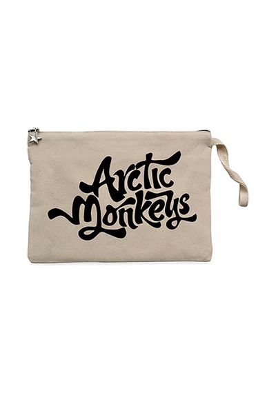 Arctic Monkeys Logo 2 Krem Clutch Astarlı Cüzdan / El Çantası Krem