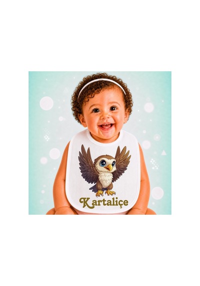 Kartaliçe Keten Bebek Mama Önlüğü Yumuşak - Emici - Yıkanabilir - Özel Tasarım P061 Çok Renkli