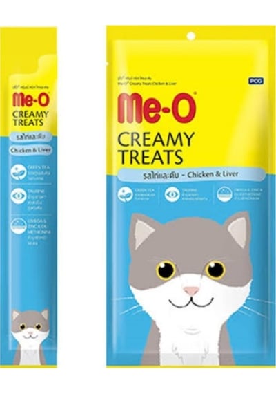 Me-O Creamy Treats Tavuklu ve Ciğerli Kedi Ödülü 4 x 15 G