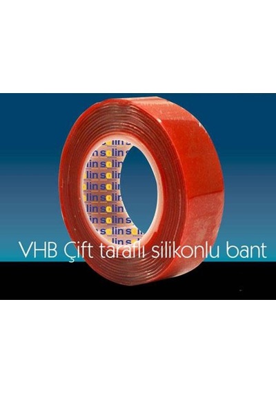 Çift Taraflı Akrilik Silikonize Bant 18 MM x 2 Metre Kırmızı   Vhb
